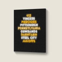 Pittsburgh 412 Jagoffs Yinzers Steel City Funny Retro Portrait Canvas Print | Artistshot