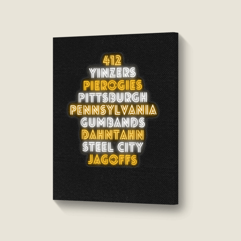 Pittsburgh 412 Jagoffs Yinzers Steel City Funny Retro Portrait Canvas Print | Artistshot