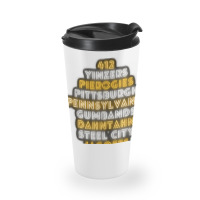 Pittsburgh 412 Jagoffs Yinzers Steel City Funny Retro Travel Mug | Artistshot