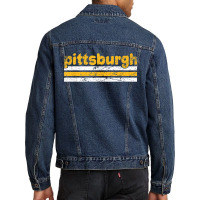 Pittsburgh Pennsylvania Three Stripe Vintage Weathered Men Denim Jacket | Artistshot