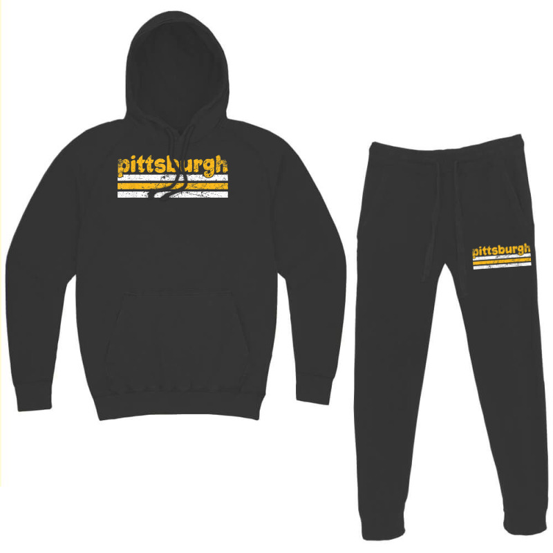 Pittsburgh Pennsylvania Three Stripe Vintage Weathered Hoodie & Jogger Set | Artistshot