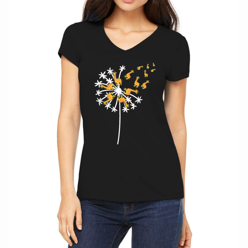 Dandelion Flying Giraffe Flower Wildlife Zookeeper Herbalist Women's V-Neck T-Shirt by StaceyLeeAnnHernandez | Artistshot