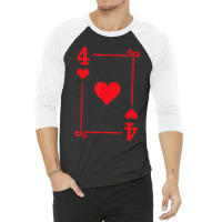 Playing Cards Matching Hearts Card Suits Four Card 3/4 Sleeve Shirt | Artistshot