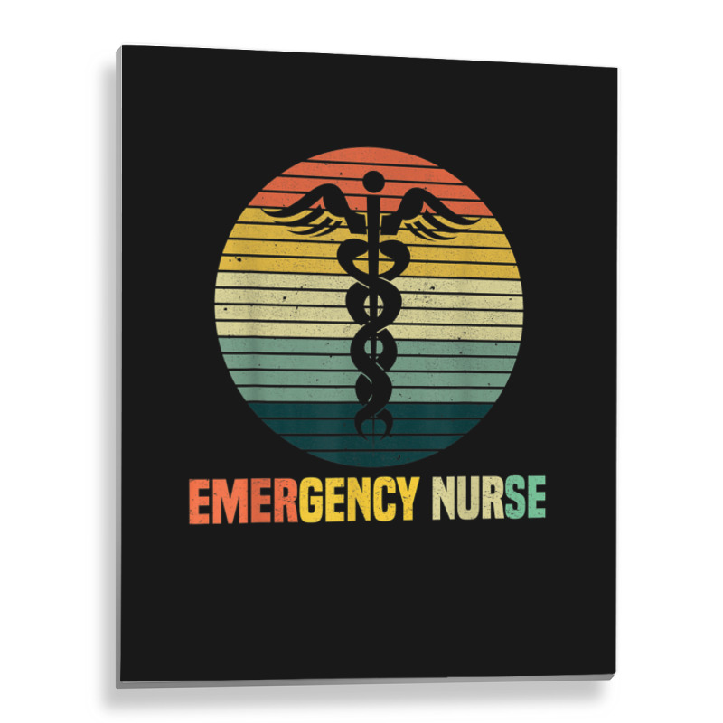 Retro Emergency Room Nurse Er Nursing Metal Print Vertical | Artistshot