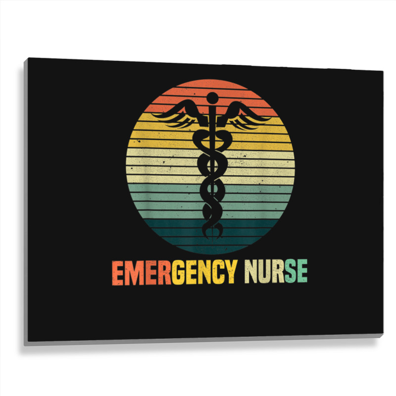 Retro Emergency Room Nurse Er Nursing Metal Print Horizontal | Artistshot