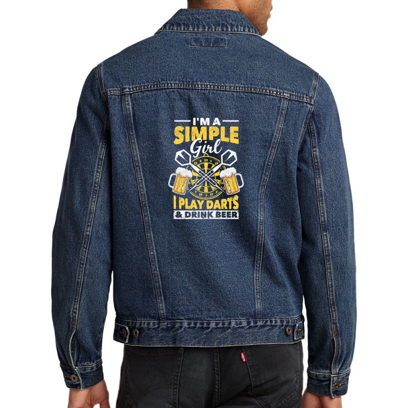 Womens I'm A Simple Girl I Play Darts & Drink Beer Funny Dart Girls Men Denim Jacket by asongurules3 | Artistshot