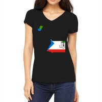 Flag Map Of Equatorial Guinea Women's V-neck T-shirt | Artistshot