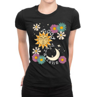 Cute Good Vibration Boho Sun Moon Flowers Energy Positive T Shirt Ladies Fitted T-shirt | Artistshot