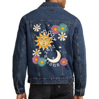 Cute Good Vibration Boho Sun Moon Flowers Energy Positive T Shirt Men Denim Jacket | Artistshot