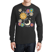 Cute Good Vibration Boho Sun Moon Flowers Energy Positive T Shirt Long Sleeve Shirts | Artistshot