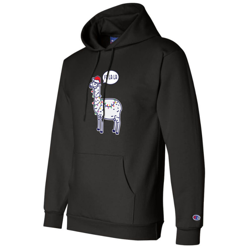 Funny Fa La Christmas Llama With Santa Hat 1 Champion Hoodie | Artistshot