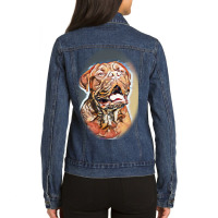 Studio Portrait Of Bordeaux D Background Ladies Denim Jacket | Artistshot