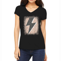 Womens Leopard Cheetah Thunder Print Cool Lightning Bolt Women's V-neck T-shirt | Artistshot