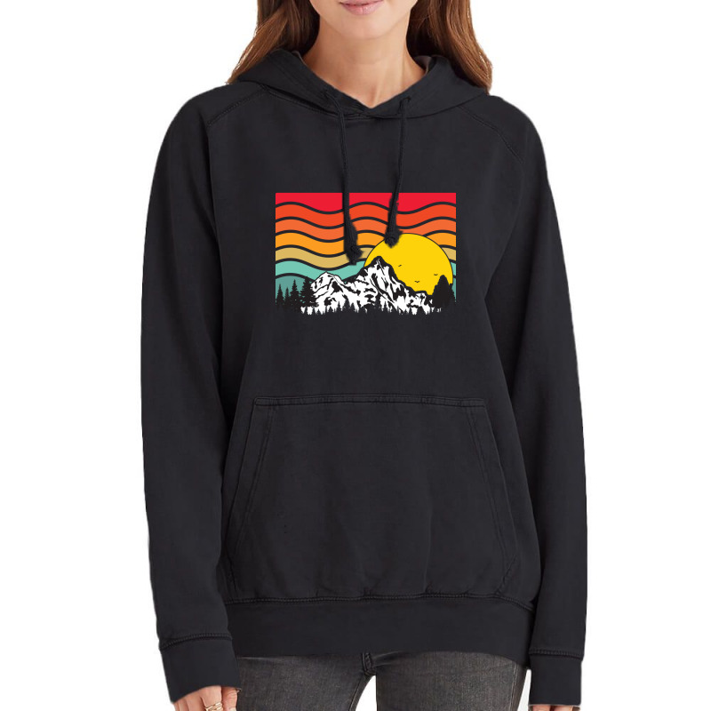 Wavy Retro Mountain Sunrise Vintage Hoodie | Artistshot