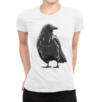 Crow Illustration Ladies Fitted T-shirt | Artistshot