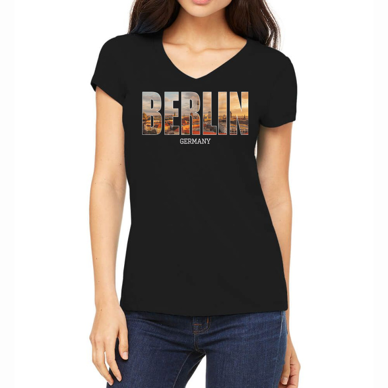 Berlin State Germany Vacation Berlin City Vintage Effect T Shirt Women's V-Neck T-Shirt by rowenapas5d | Artistshot