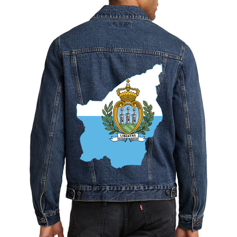 Flag Map Of San Marino Men Denim Jacket | Artistshot