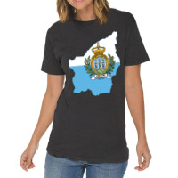 Flag Map Of San Marino Vintage T-shirt | Artistshot