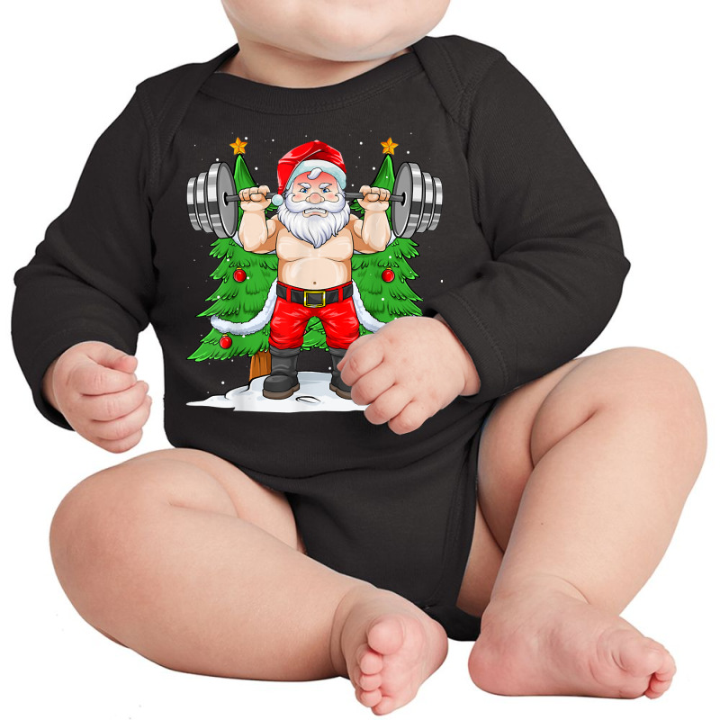 Santa Weightlifting Christmas Fitness Gym Squatting Xmas Men T Shirt Long Sleeve Baby Bodysuit by montistd | Artistshot