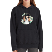 Beagle Dog Portrait Beagle Dog In A Floral Christmas Vintage Hoodie | Artistshot