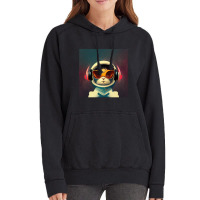 Kitten Wearing Headphones Music Vintage Hoodie | Artistshot