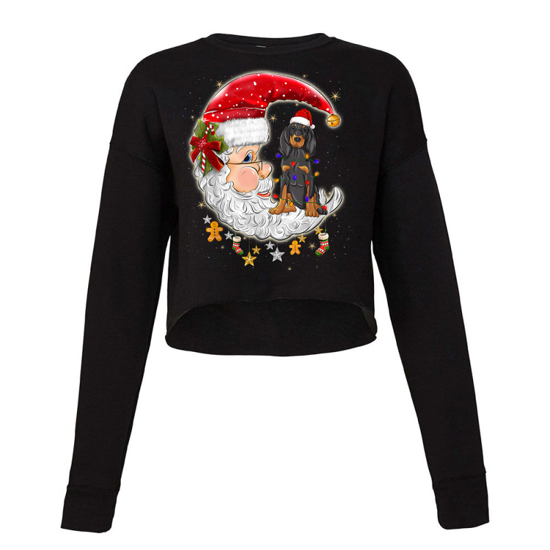 Black And Tan Coonhound Dog With Santa Hat Christmas T Shirt Cropped Sweater by silviabzp | Artistshot