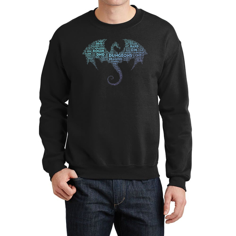 Dragon Word Art Dungeon Crawler Rpg Dm Gaming Crewneck Sweatshirt by ReenaKonicek | Artistshot