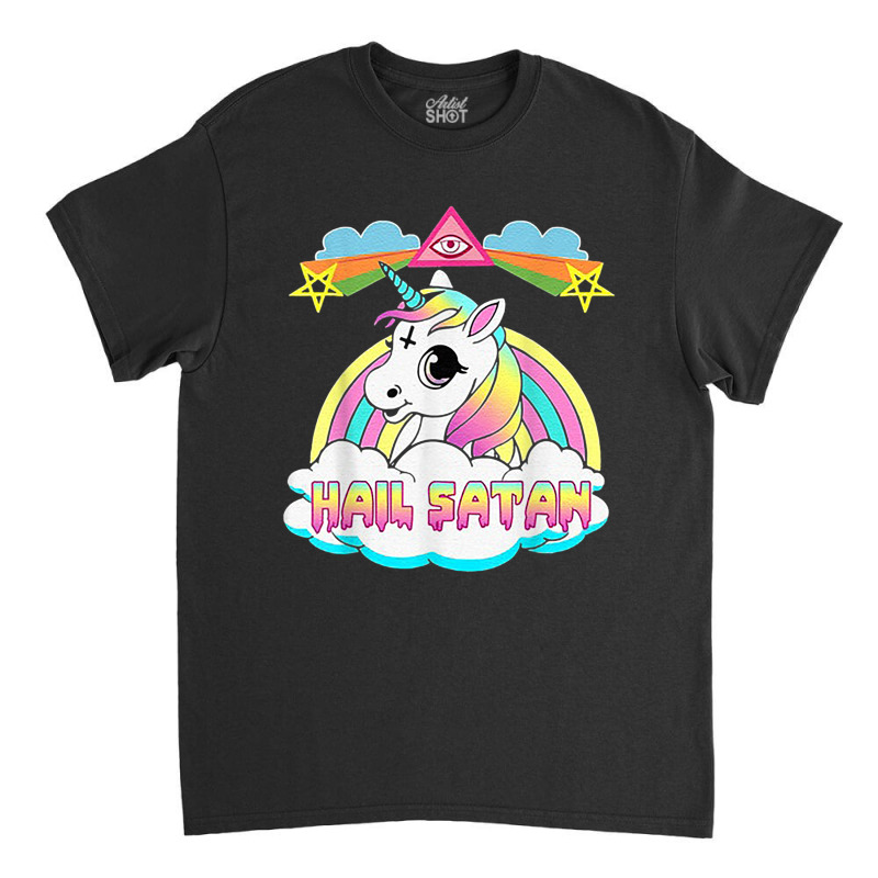 Hail Satan Unicorn Classic T-shirt by kakashop | Artistshot