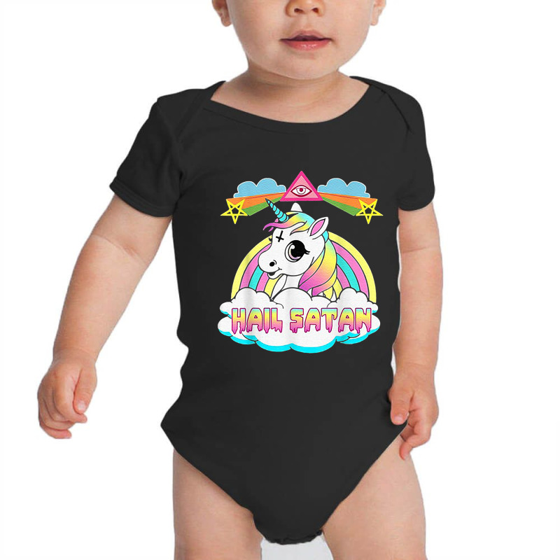 Hail Satan Unicorn Baby Bodysuit by kakashop | Artistshot