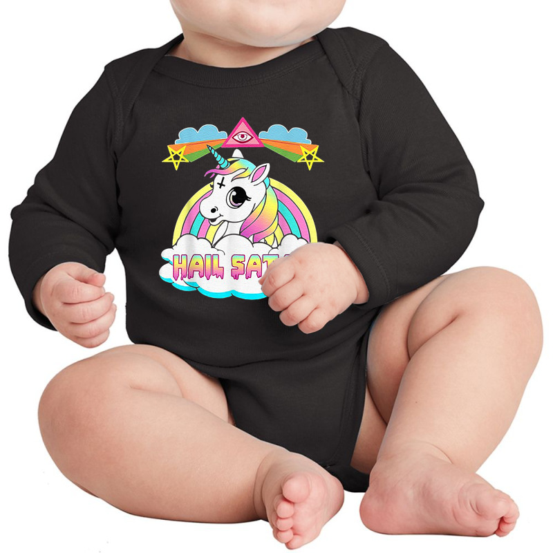 Hail Satan Unicorn Long Sleeve Baby Bodysuit by kakashop | Artistshot