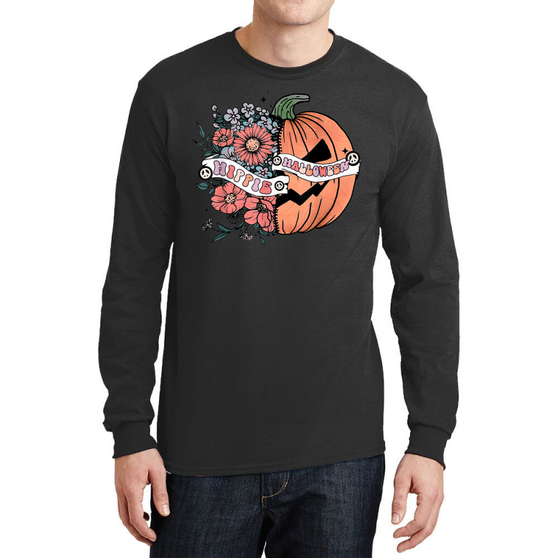 Hippie Halloween Ghost 60s 70s Costume Groovy Spooky Season Long Sleeve Shirts | Artistshot