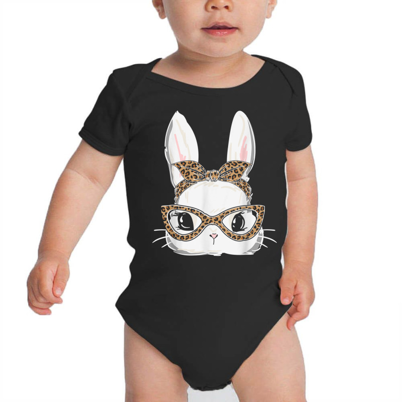 Bunny Face Leopard Glasses Headband Happy Easter Day Women T Shirt Baby Bodysuit by hin | Artistshot