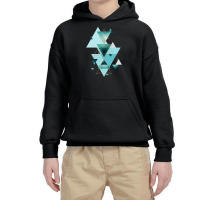 Geometric Triangle Compilation In Teal Youth Hoodie | Artistshot