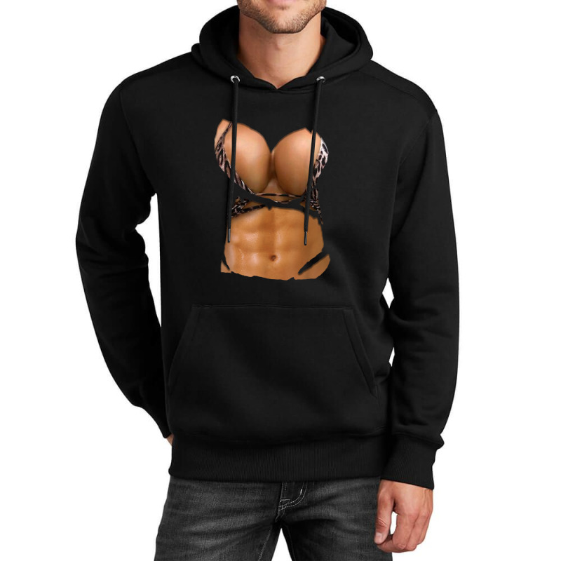 Fake Abs Shirt Bikini Body Muscle Six Pack Fake Big Boobs Unisex Hoodie. By  Artistshot