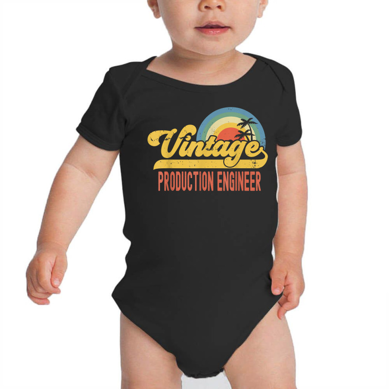 Production Engineer Vintage Sunset Profession Retro Job T Shirt Baby Bodysuit | Artistshot