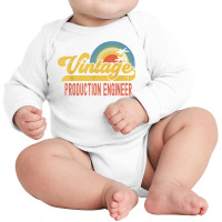 Production Engineer Vintage Sunset Profession Retro Job T Shirt Long Sleeve Baby Bodysuit | Artistshot