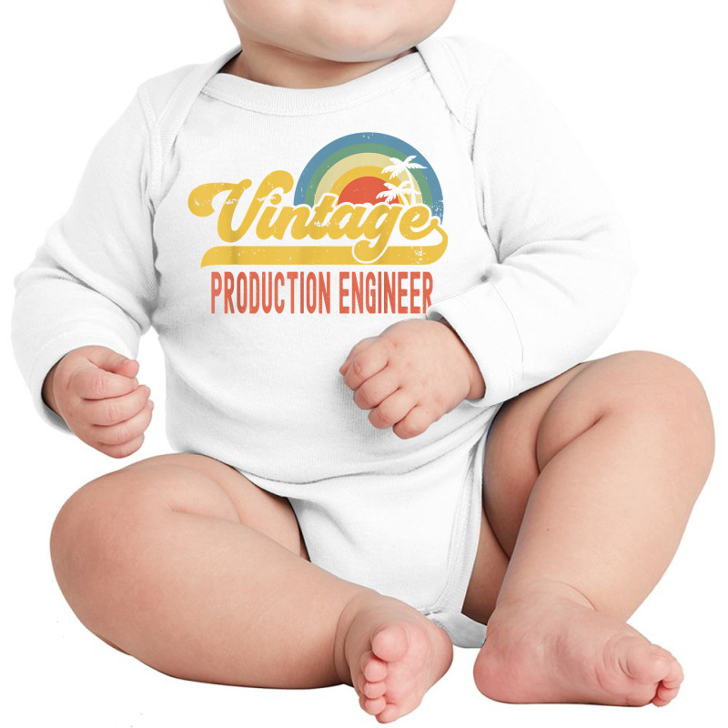 Production Engineer Vintage Sunset Profession Retro Job T Shirt Long Sleeve Baby Bodysuit | Artistshot