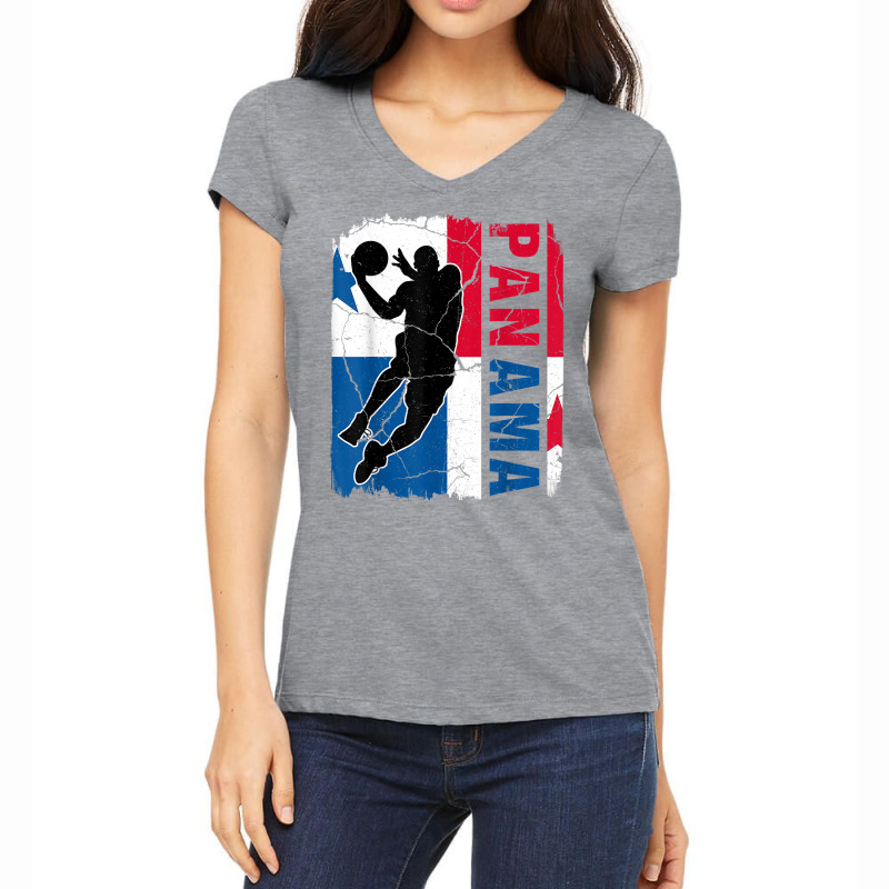 Panamanian Basketball Player Panama Flag Basketball Fans T Shirt Women's V-Neck T-Shirt by halexvvchukle | Artistshot