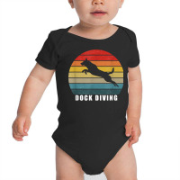 Retro Dock Diving Dog Jumping Swimming Canine Water Sports T Shirt Baby Bodysuit | Artistshot