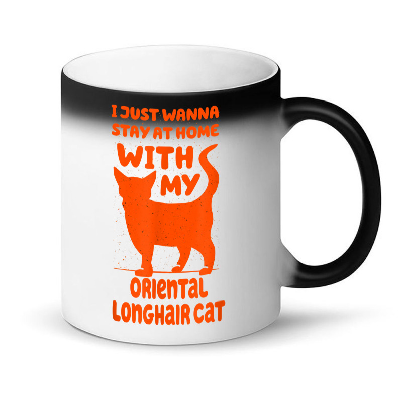 Stay Home With My Oriental Longhair Cat Funny Cat Mom Humor T Shirt Magic Mug | Artistshot