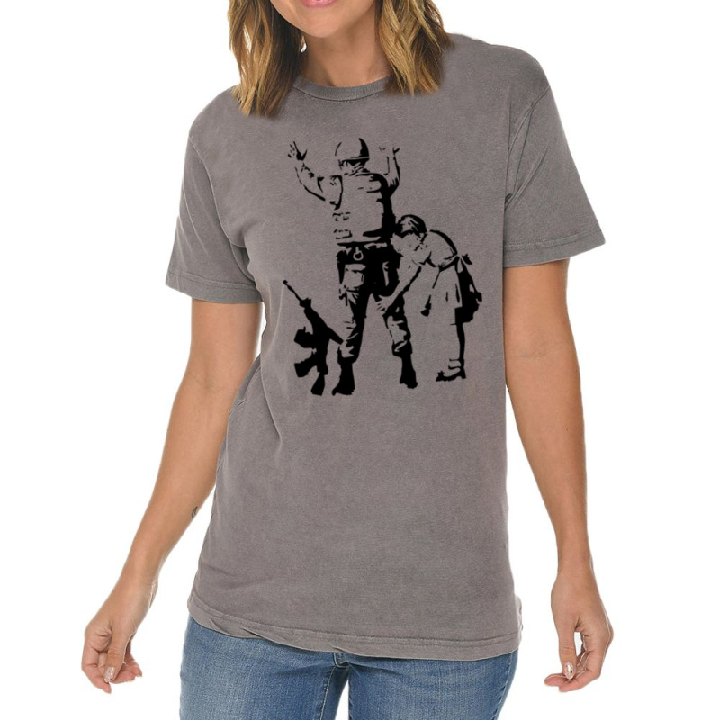 Banksy Searching A Soldier Vintage T-shirt | Artistshot