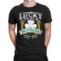 Gift One Lucky Math Teacher Messy Bun Bleached St Patrick S Day T-shirt | Artistshot