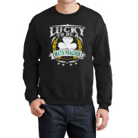 Gift One Lucky Math Teacher Messy Bun Bleached St Patrick S Day Crewneck Sweatshirt | Artistshot