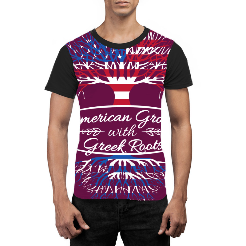 American Grown With Greek Roots Graphic T-shirt | Artistshot