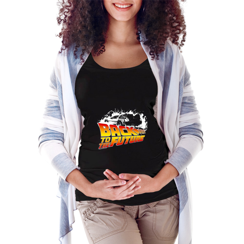 Back To The Future - Delorean White Stencil Fan Art Maternity Scoop Neck T-shirt by ElenaMCartasegna | Artistshot