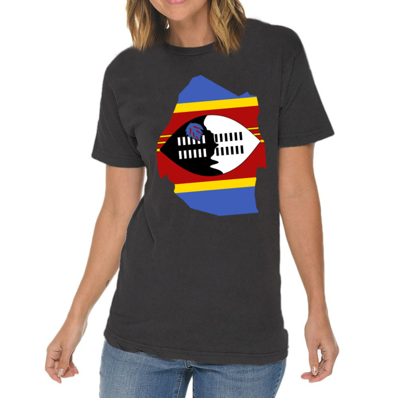 Flag Map Of Eswatini Vintage T-shirt | Artistshot