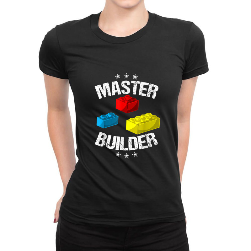 Cool Master Builder Funny Building Blocks Gift Men Women Ladies Fitted T-Shirt by MalcolmJCausby | Artistshot