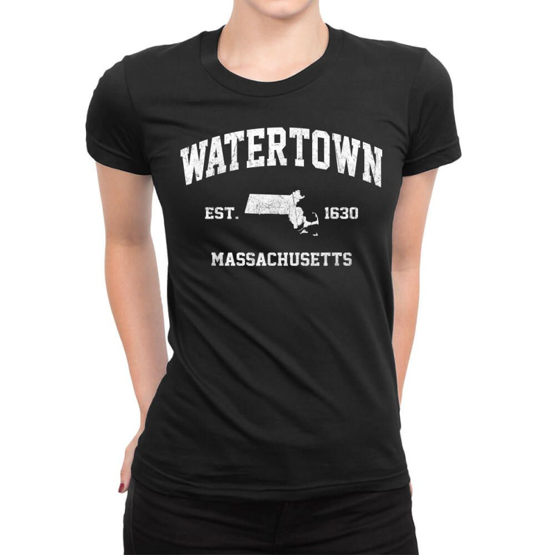 Watertown Massachusetts Ma Vintage State Athletic Style T Shirt Ladies Fitted T-Shirt by hin | Artistshot