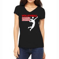 Volleyball Sport Middle Blocker Position Women's V-neck T-shirt | Artistshot