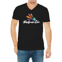 Shuttlecock Badminton Player Racket Sports Coach Team Club Premium V-neck Tee | Artistshot